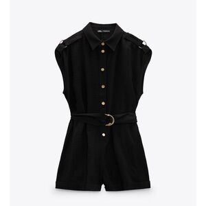NEVER WORN Black romper with gold buttons